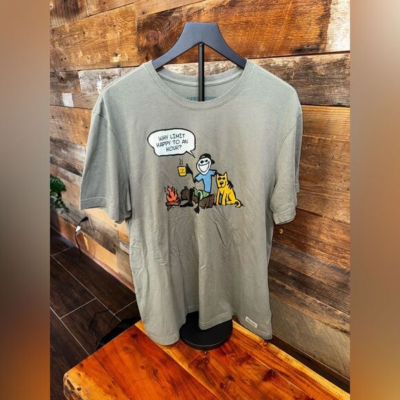 Life is Good Graphic T-Shirt “Why limit Happy To A Hour”? Size Large NWT - Picture 8 of 12